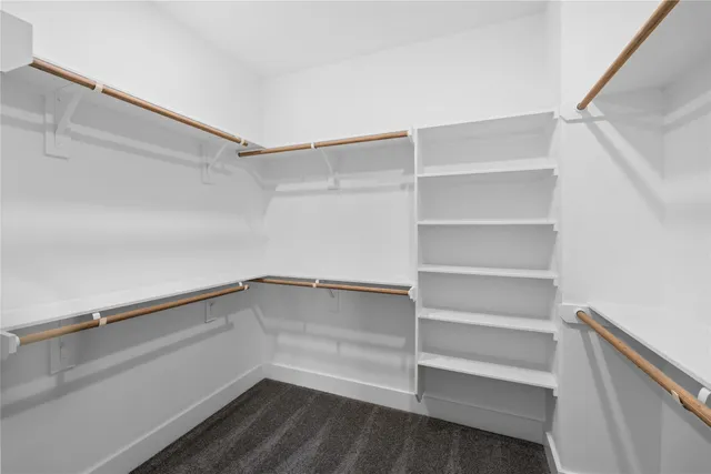 a view of an empty walk in closet
