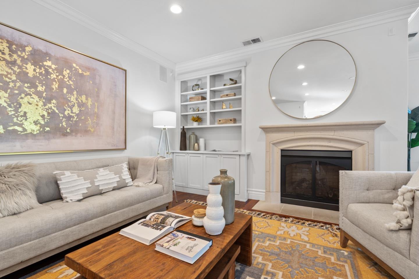 1161 Morton Court Mountain View, CA 94040 - Photo 6 of 33 a living room with furniture and a fireplace