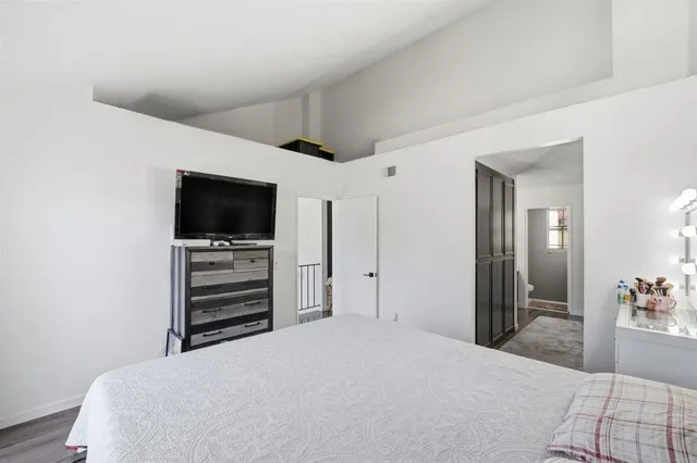 a bathroom with 2 sink and a mirror