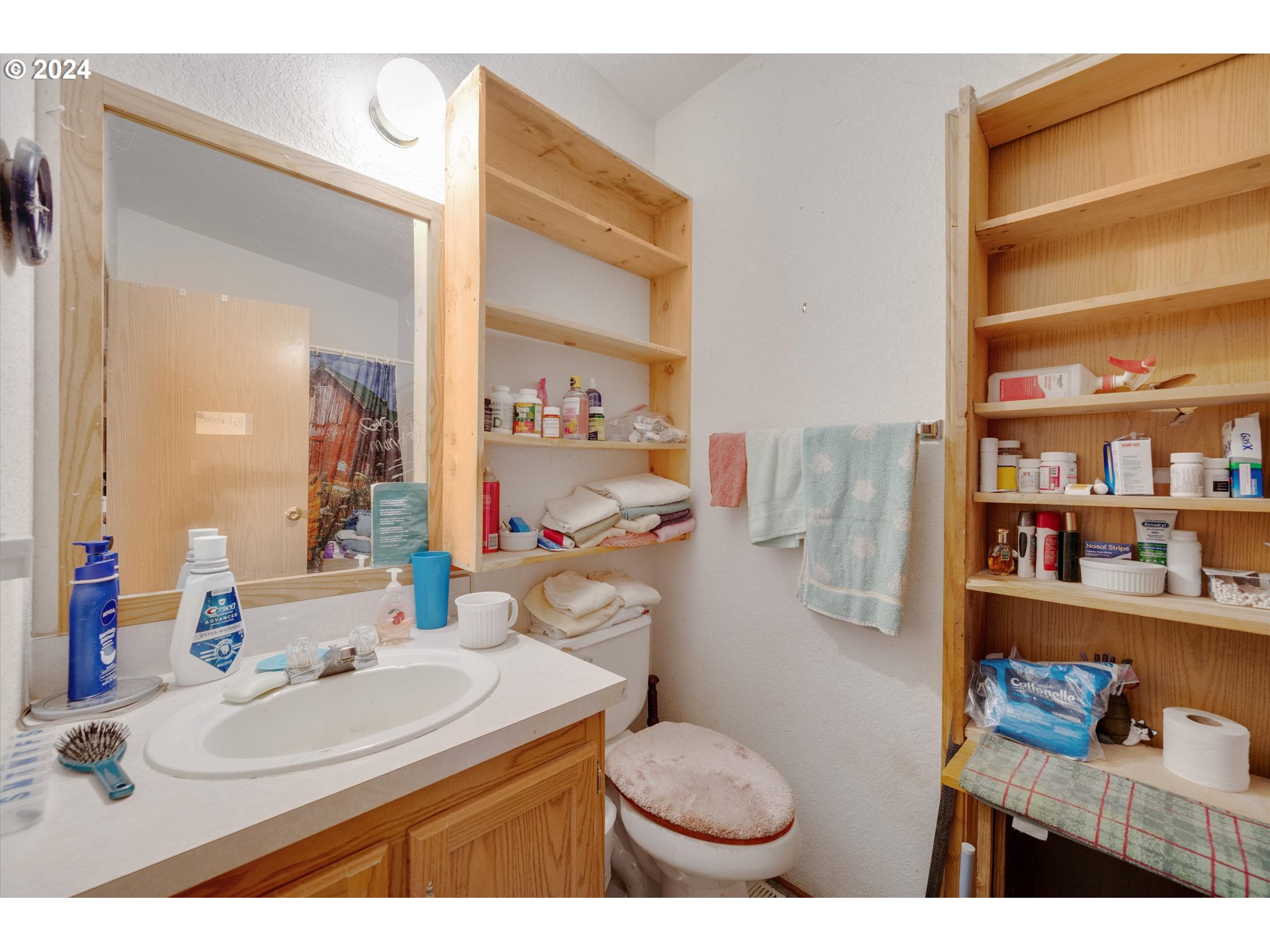 1999 Pioneer Road Dallas, OR 97338 - Photo 18 of 25 a bathroom with a sink toilet mirror and vanity