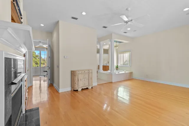 a view of a lake with a large trees