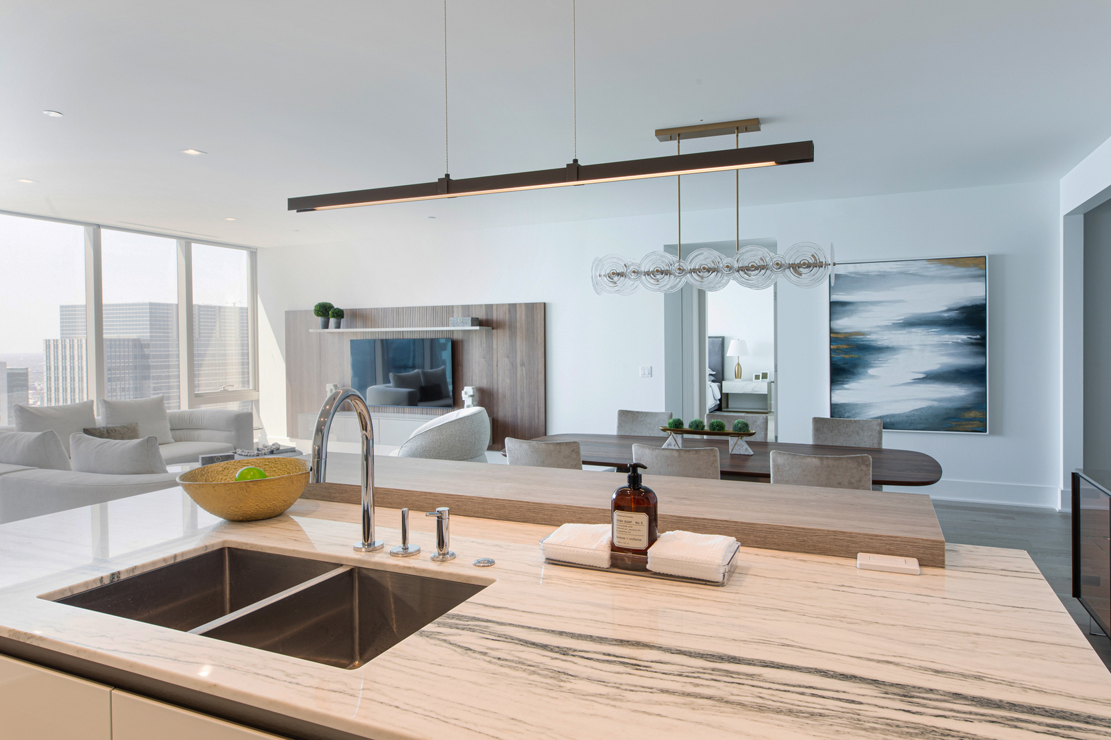 363 East Wacker Drive, Unit 6603 Chicago, IL 60601 - Photo 20 of 21 a living room with furniture and a large window