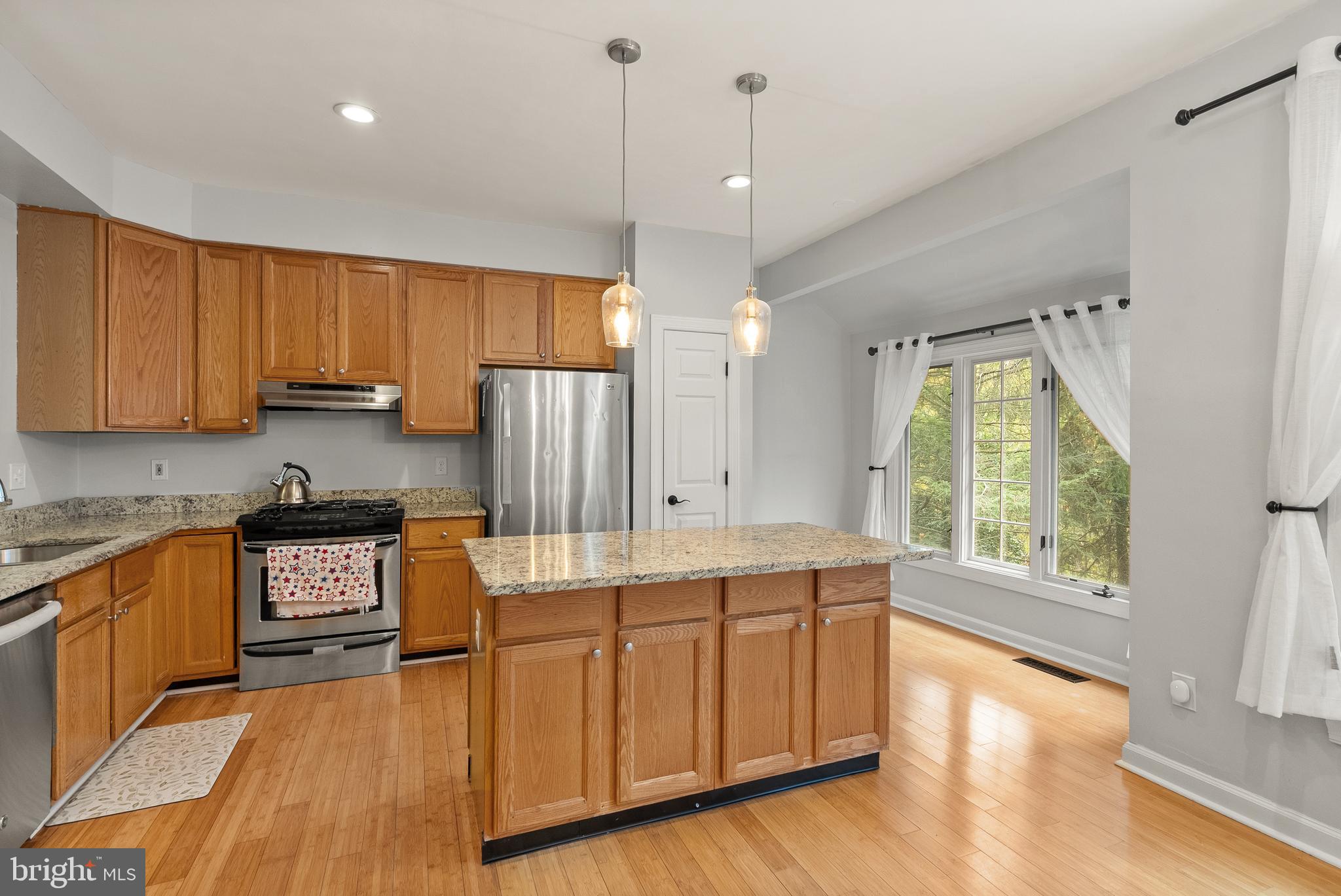 3601 Ransom Place Alexandria, VA 22306 - Photo 21 of 60 a kitchen with stainless steel appliances granite countertop a stove a sink dishwasher and a refrigerator with wooden floor