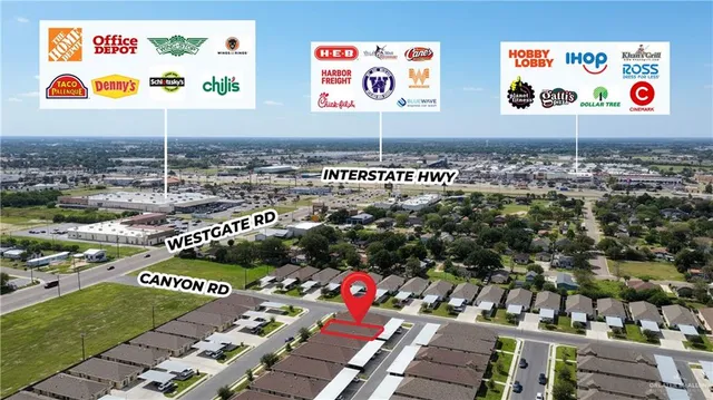 an aerial view of a house with swimming pool and mountains