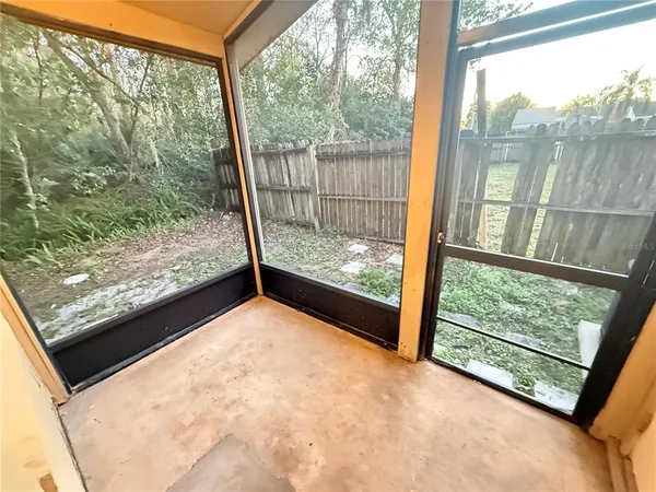 a view of a garden from a window