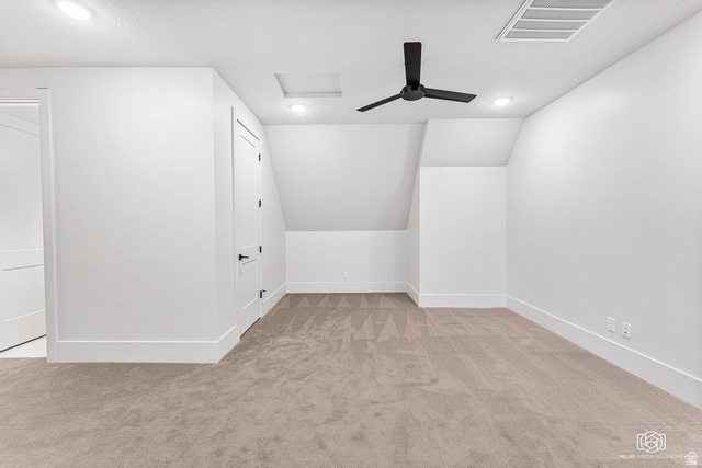 1468 South Red Cliffs Temple Lane St. George, UT 84790 - Photo 45 of 64 Bonus room featuring light carpet, ceiling fan, lofted ceiling, and recessed lighting