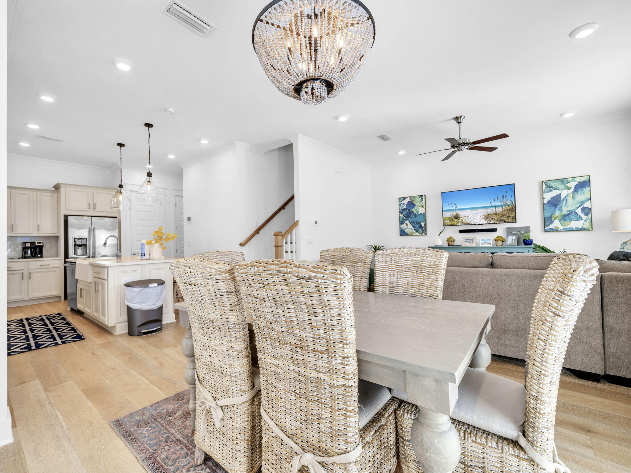 282 Milestone Dr Inlet Beach, Unit B Inlet Beach, FL 32461 - Photo 5 of 42 a living room with kitchen island furniture and a kitchen view