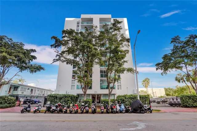 front view of a building with a street view