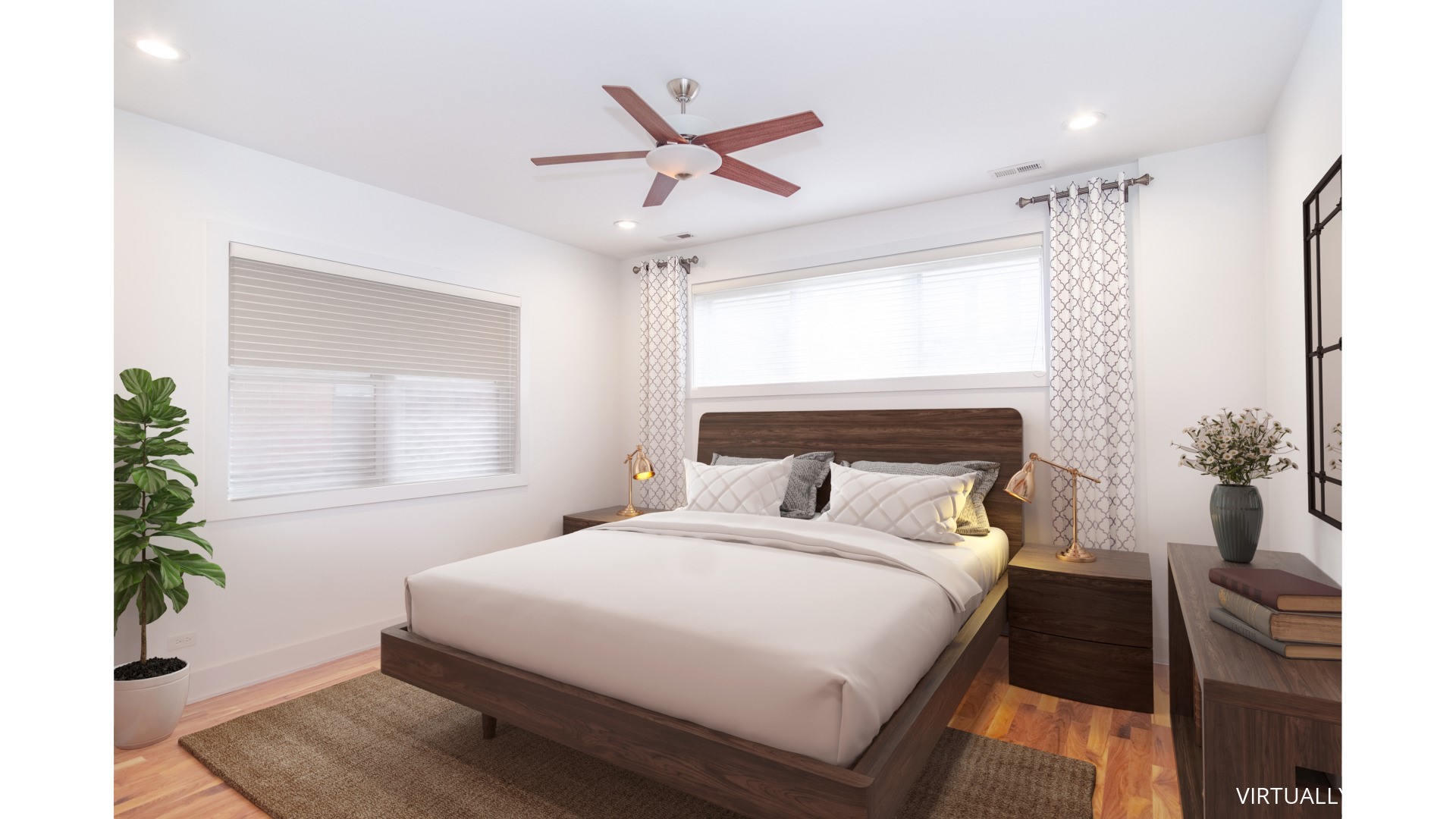 1242 West Jackson Boulevard, Unit 1W Chicago, IL 60607 - Photo 12 of 24 a bedroom with a bed and a potted plant