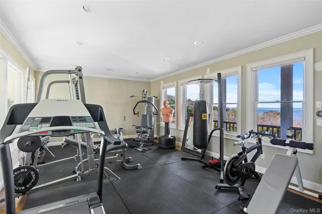 a view of a room with gym equipment