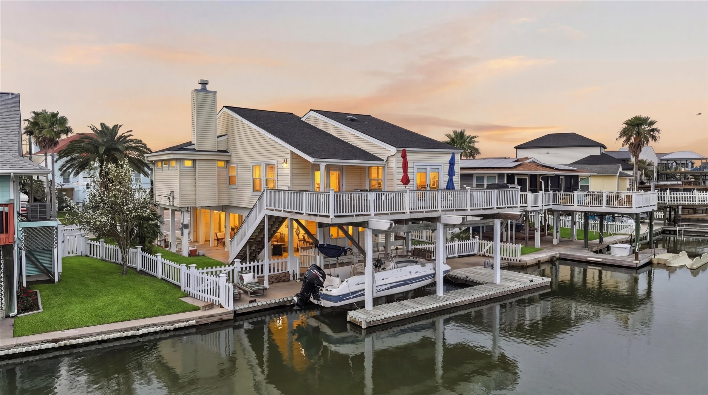 The perfect backdrop for evening gatherings and quiet moments by the water.