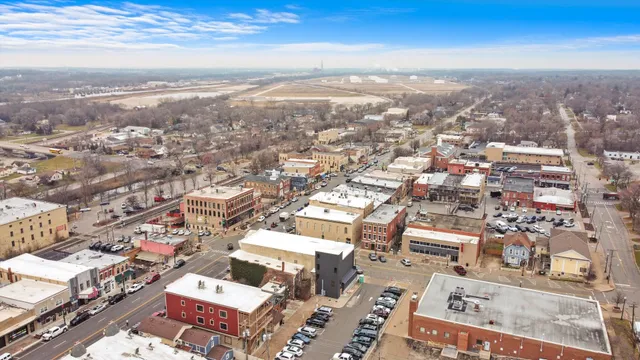 an aerial view of a city