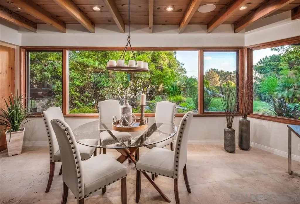 945 Crest Road Del Mar, CA 92014 - Photo 7 of 23 a view of a dining room with furniture window and outside view