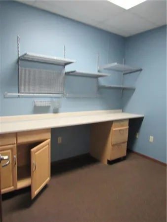 a room with cabinets