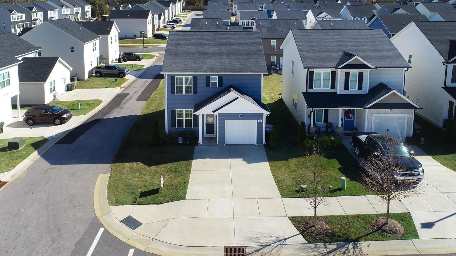 a aerial view of a house with entertaining space