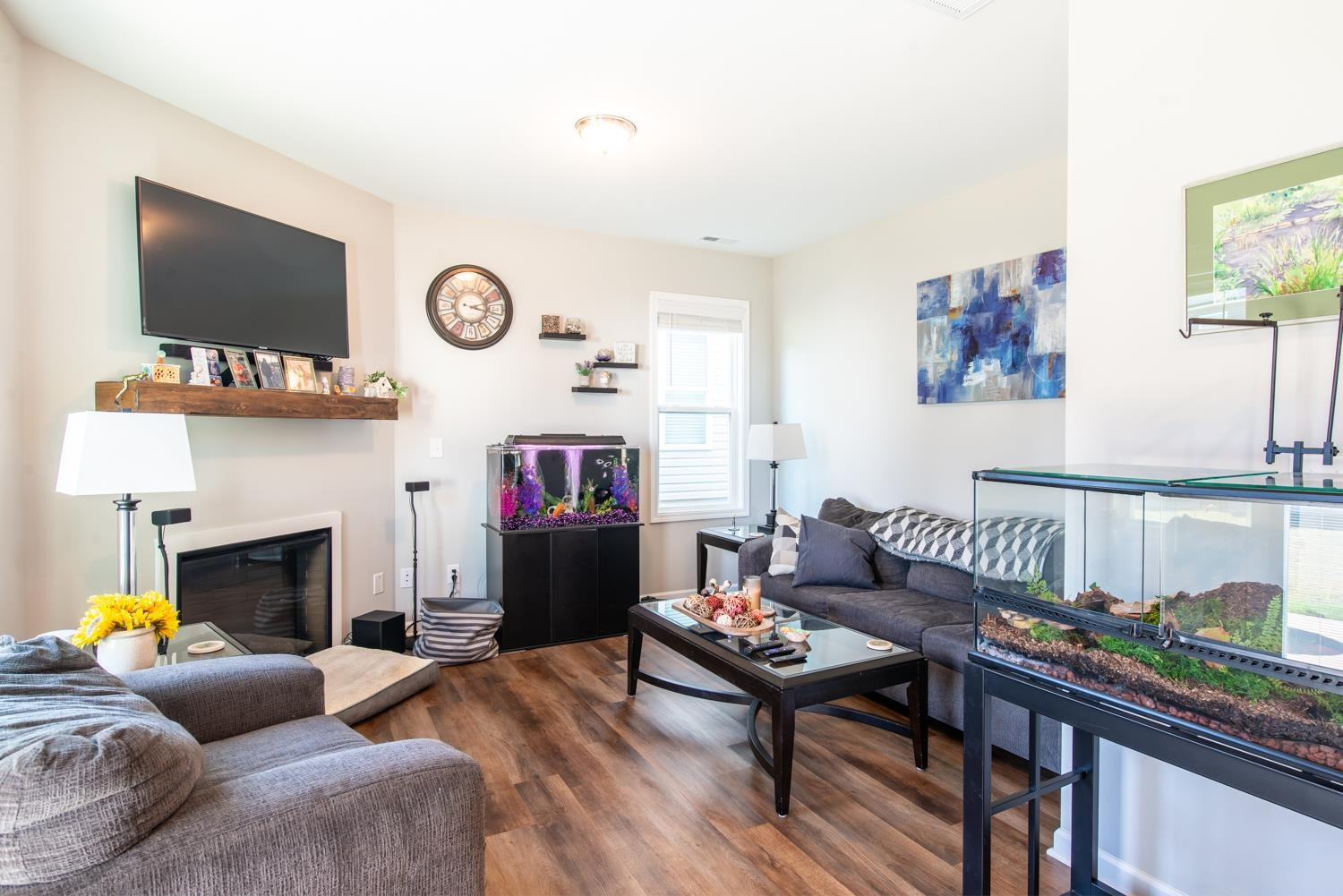 52 Principal Way Clayton, NC 27520 - Photo 9 of 31 a living room with furniture fireplace and flat screen tv
