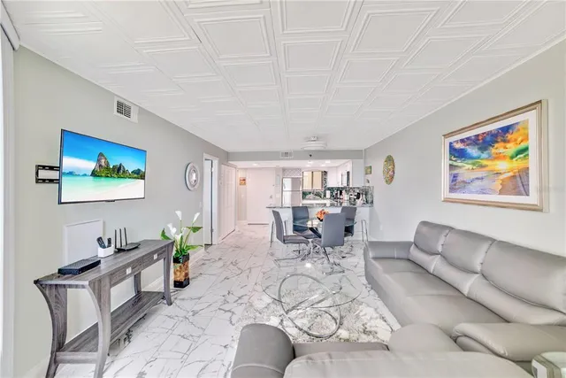 a living room with furniture