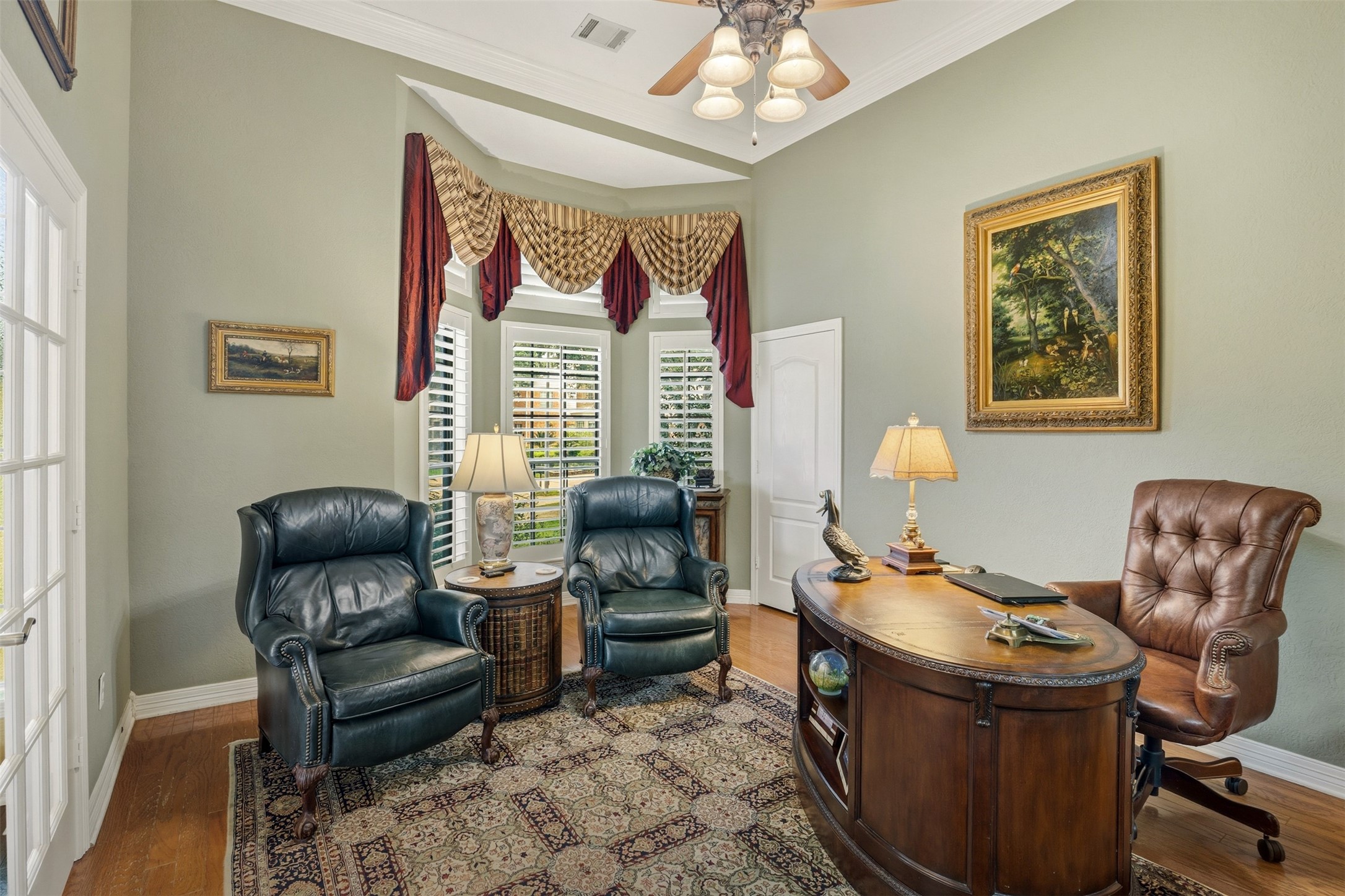 12215 Pebble Meadows Houston, TX 77041 - Photo 4 of 44 Another view of the study with bay floor to ceiling windows with shutters and a closet.