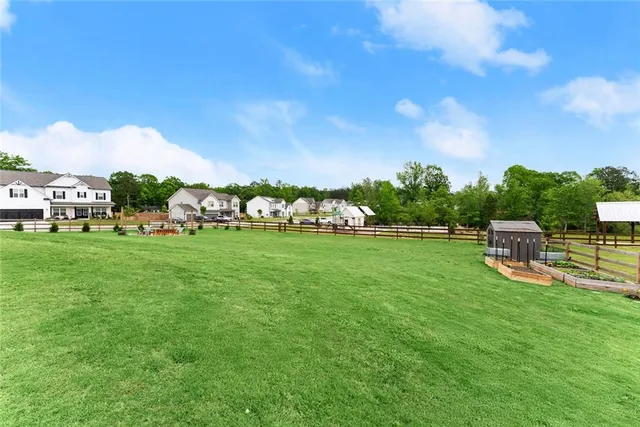 a view of a swimming pool from a balcony