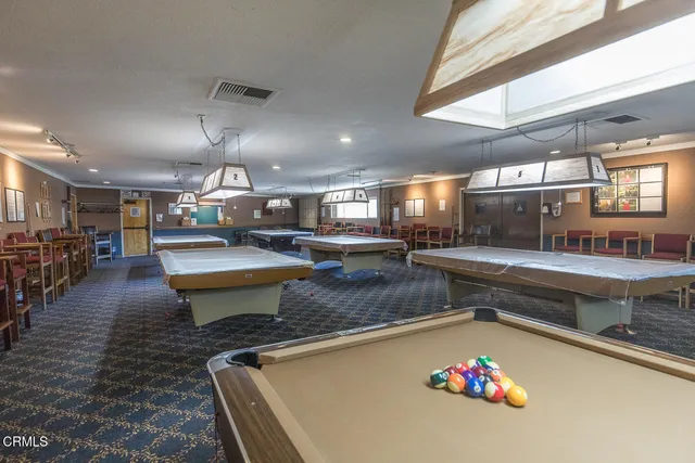 a room with pool table