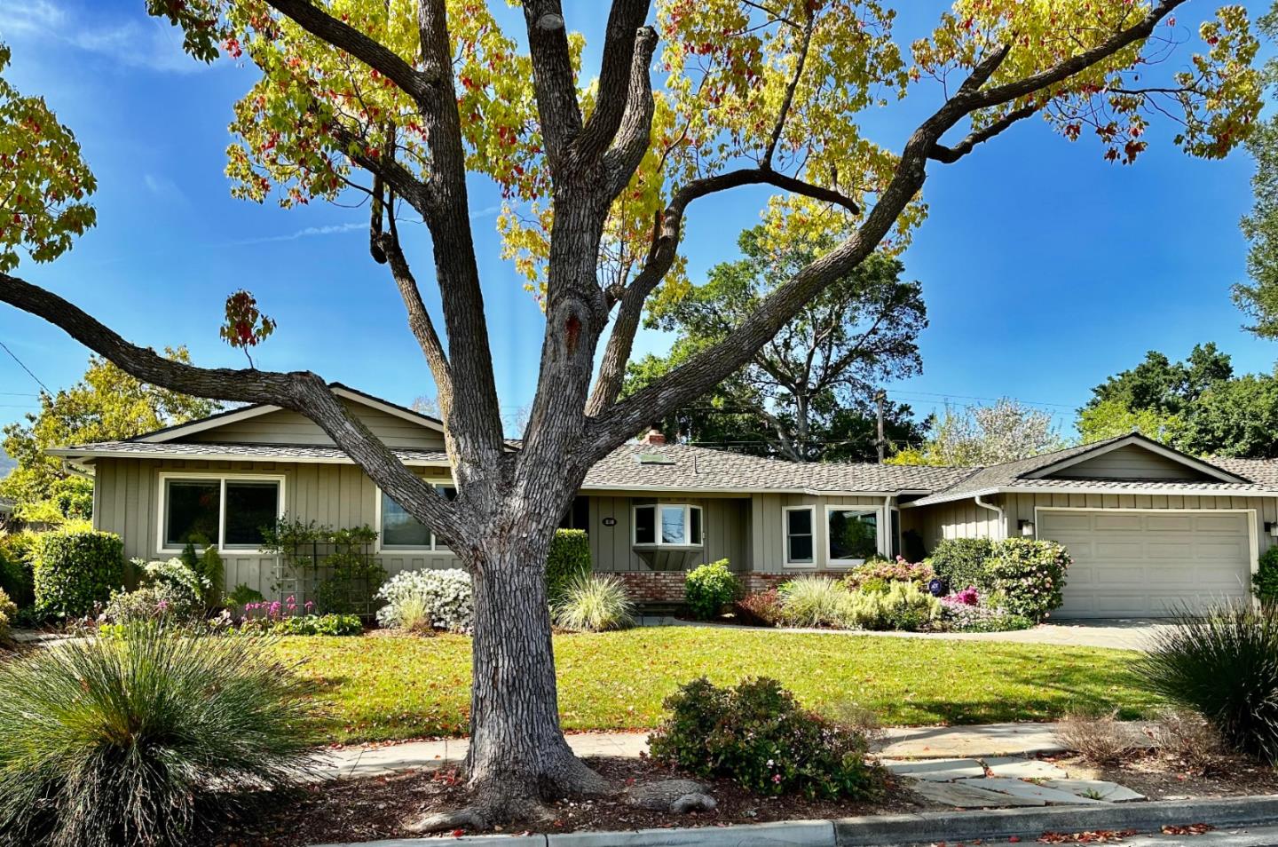 a front view of a house with a garden and porch