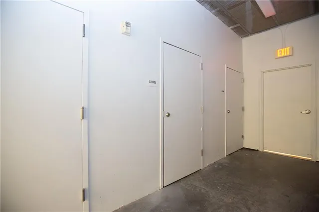 a living room with a couch and a potted plant