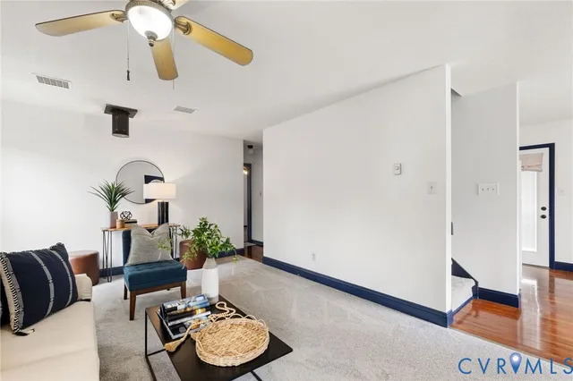 a living room with furniture