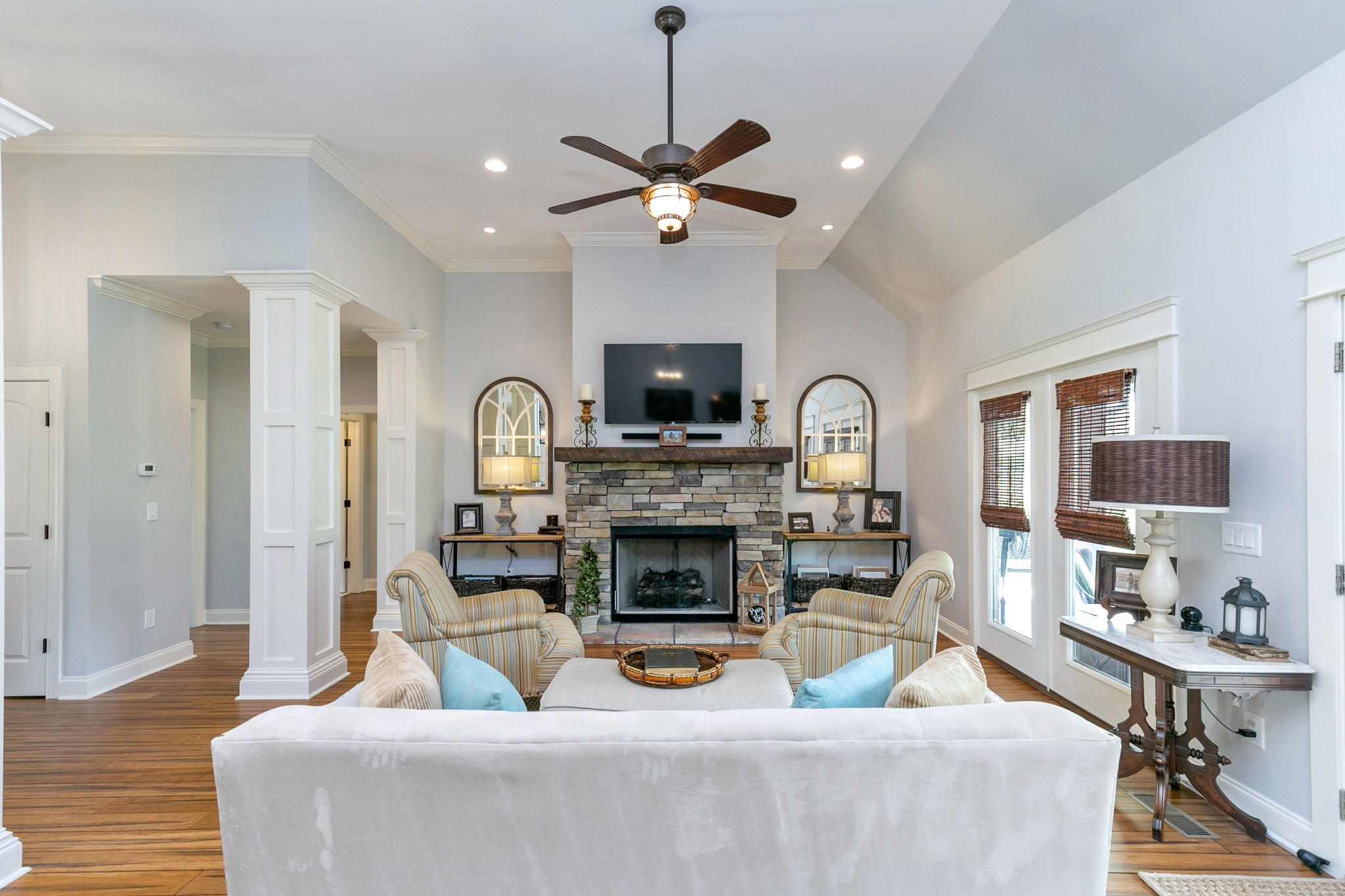 676 Burford Road Lebanon, TN 37087 - Photo 6 of 33 a living room with furniture a fireplace and a flat screen tv