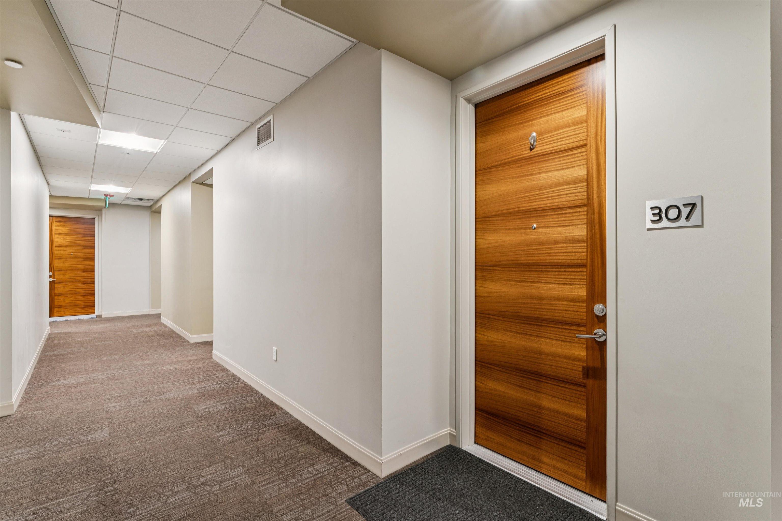 119 South 10th Street, Unit 307 Boise, ID 83702 - Photo 36 of 47 Warm wood-finish entry door with contemporary hardware