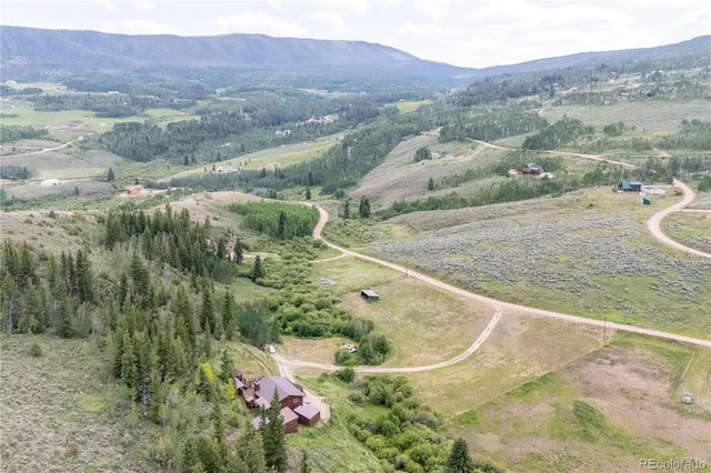 a view of a lake in middle of the town