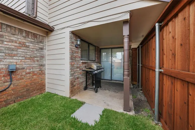 a view of a porch with furniture
