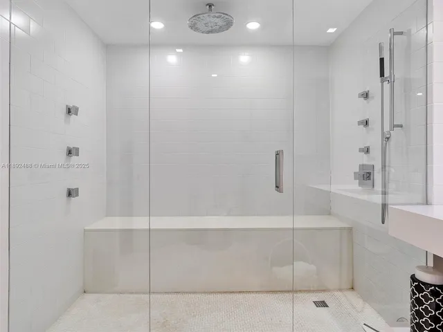 a bathroom with a bathtub