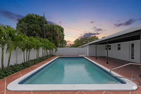 a view of a backyard with plants