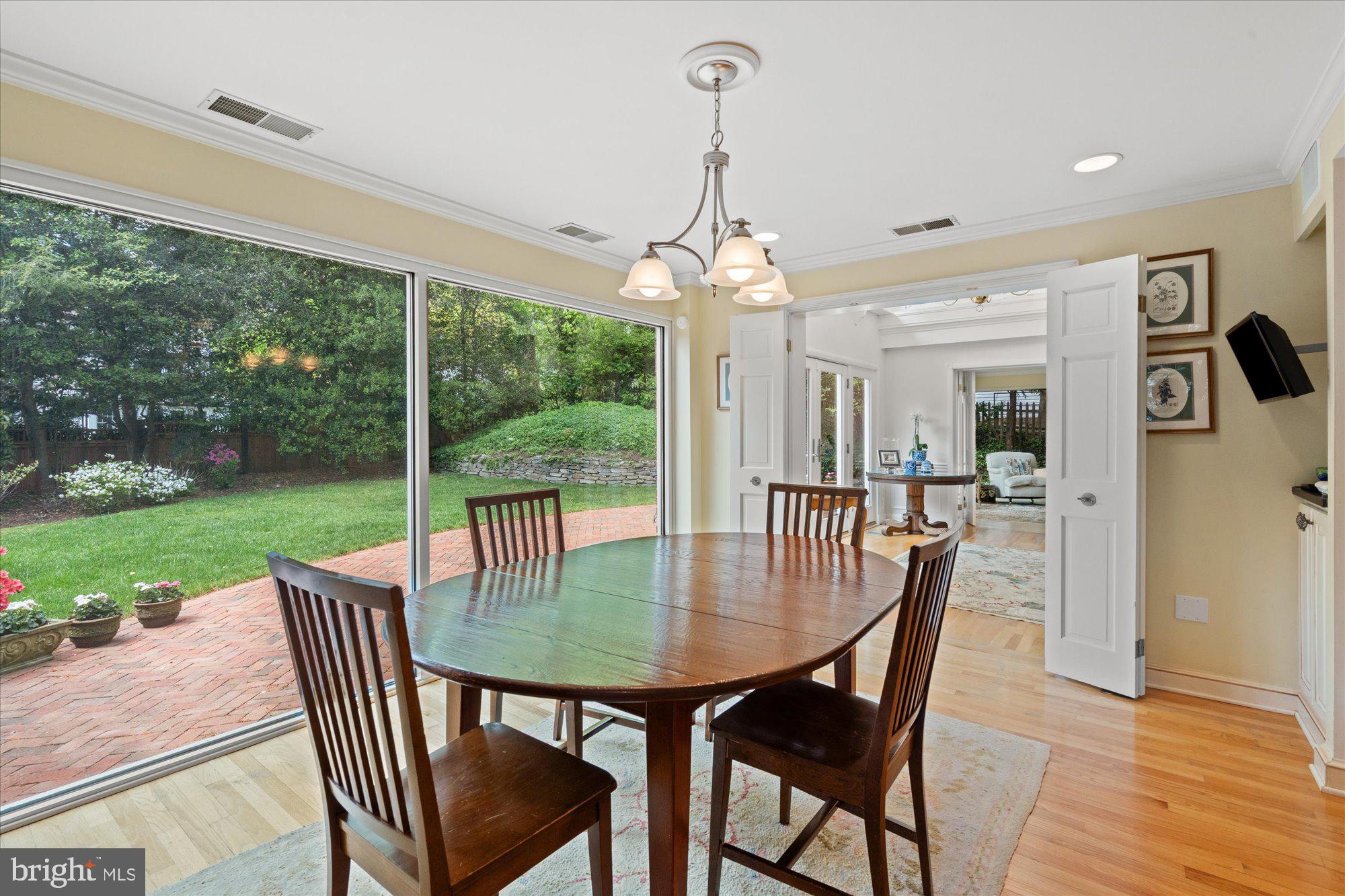 2238 47th Street Northwest Washington, DC 20007 - Photo 14 of 67 a dining room with furniture wooden floor and a garden
