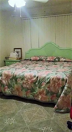 a room with a bed