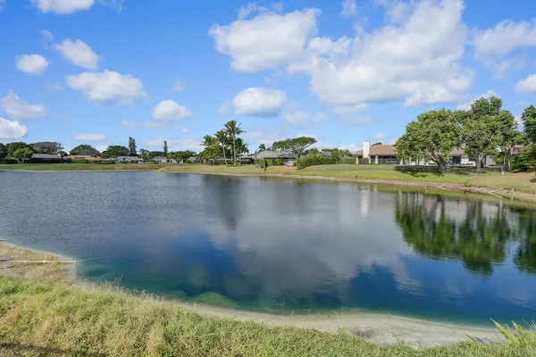 a view of a lake with an outdoor space