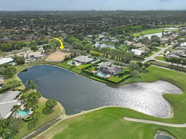 a view of a lake with a houses
