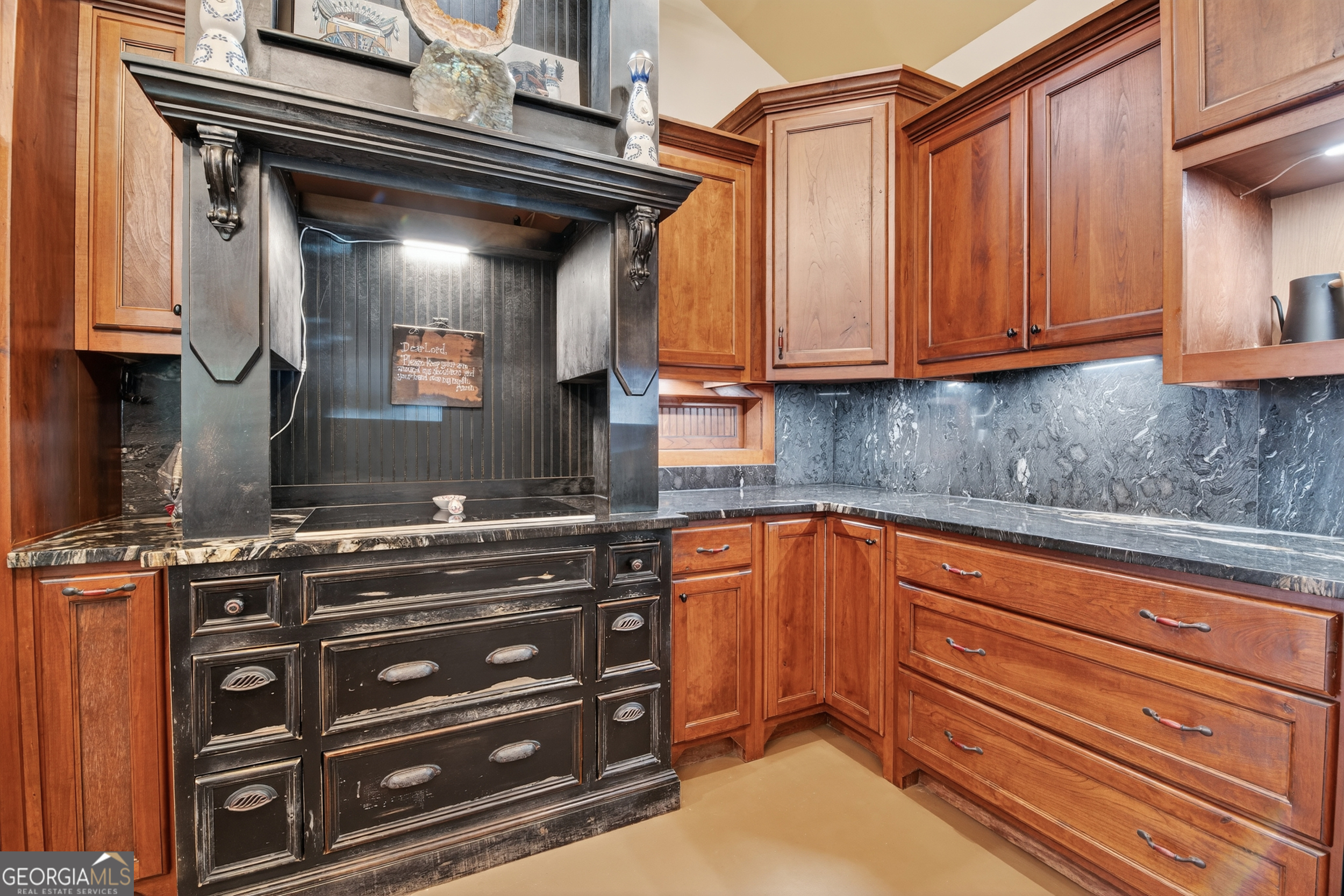 1583 Hickory Flat Road Gillsville, GA 30543 - Photo 41 of 78 a kitchen with granite countertop a stove and a microwave