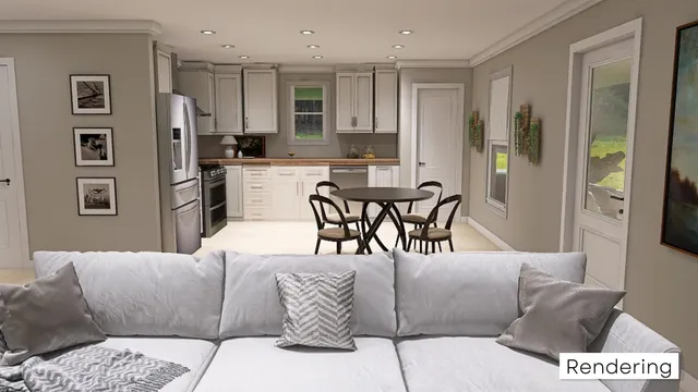 a living room with stainless steel appliances kitchen island granite countertop furniture and a view of kitchen