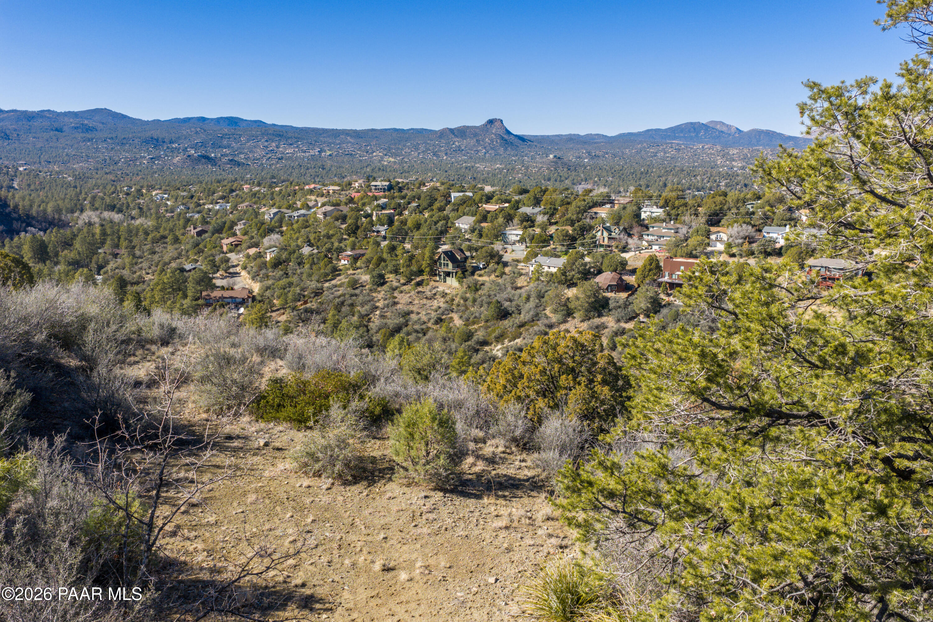 1490 South Rattlesnake Way Prescott, AZ 86303 - Photo 17 of 24 a view of a forest with mountains in the background