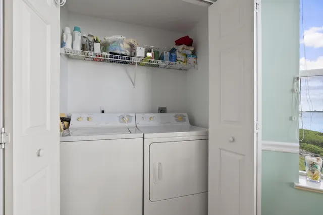 a close up view of washer and dryer