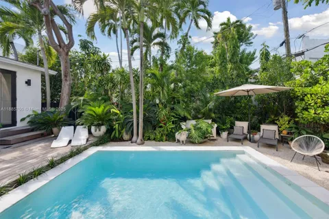 a view of a backyard with a patio