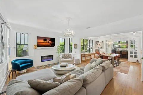 a living room with furniture fireplace and a flat screen tv