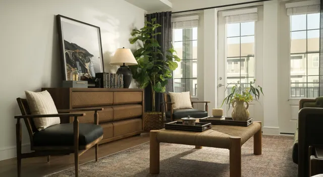 a living room with furniture