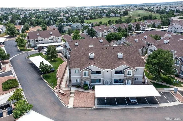 an aerial view of a house