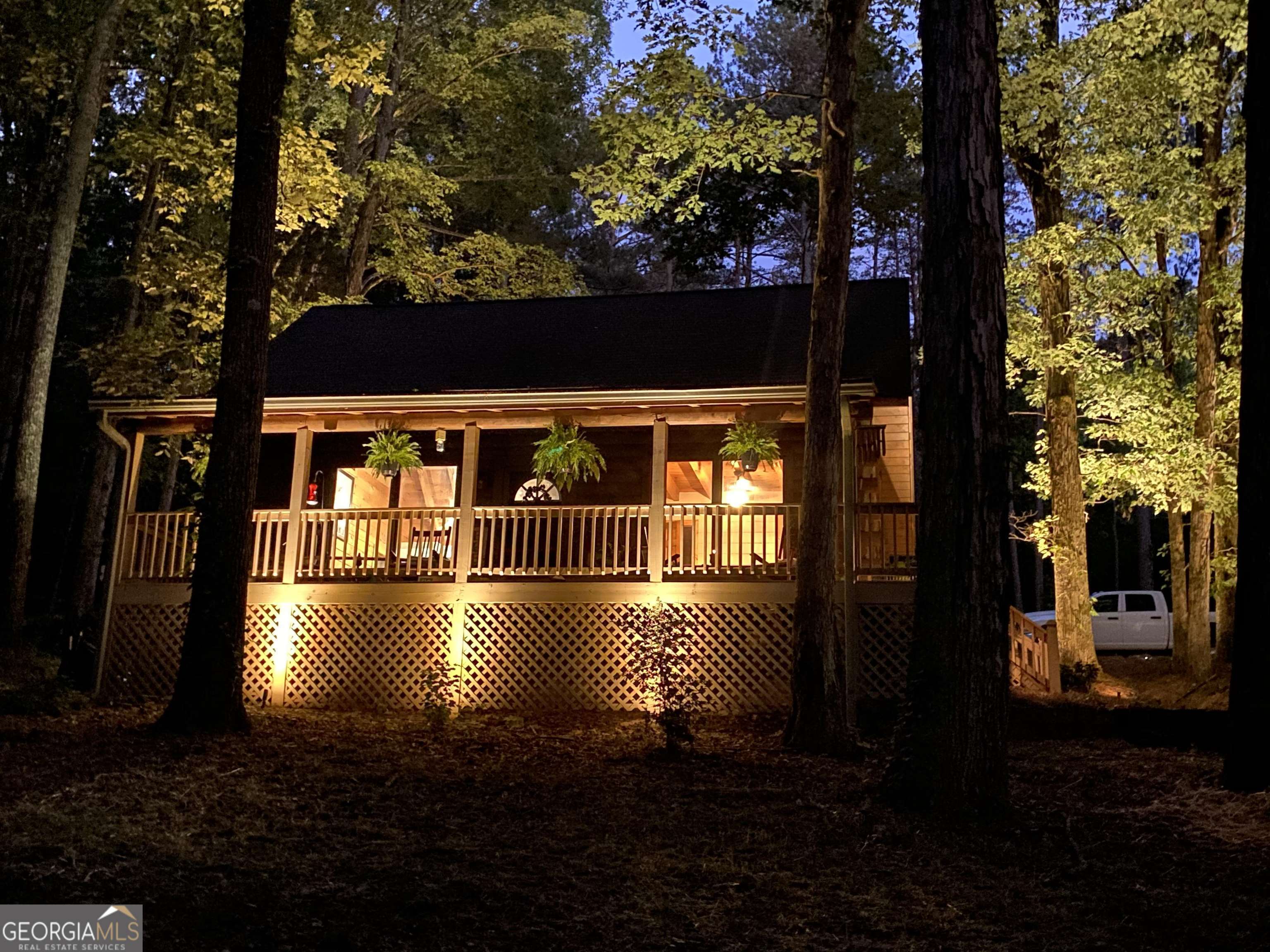 a view of a porch with a yard