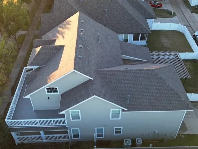 an aerial view of a house