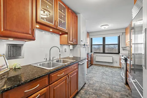 a kitchen with stainless steel appliances granite countertop a sink and cabinets