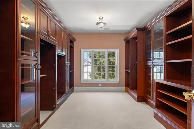 a view of walk in closet with windows