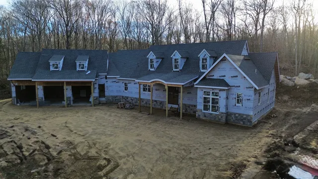 an aerial view of a house